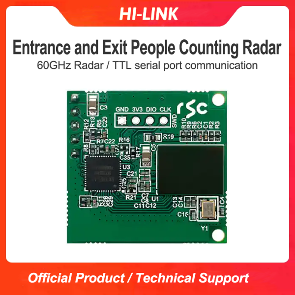 Hi-link 60GHz millimeter wave radar entrance and exit counting people up to 8 radar sensing module HLK-LD6001C